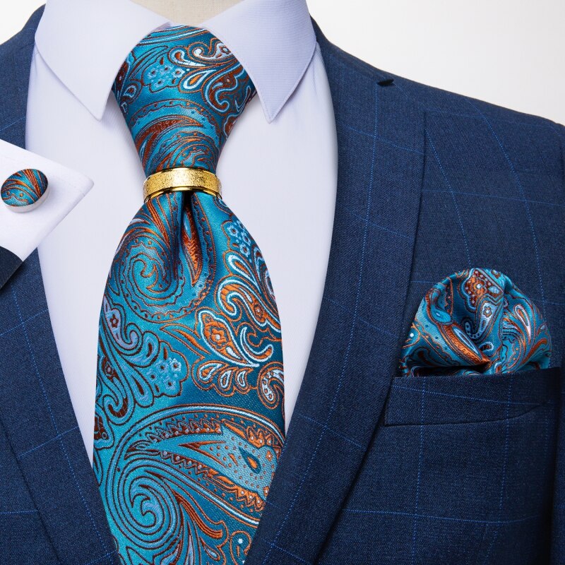 Cravatta Paisley Blu e Arancione