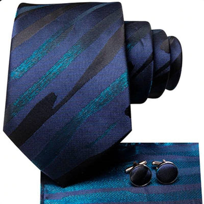 Cravatta a Righe Nere e Blu