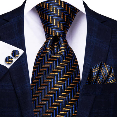 Cravatta a Righe Blu e Arancione