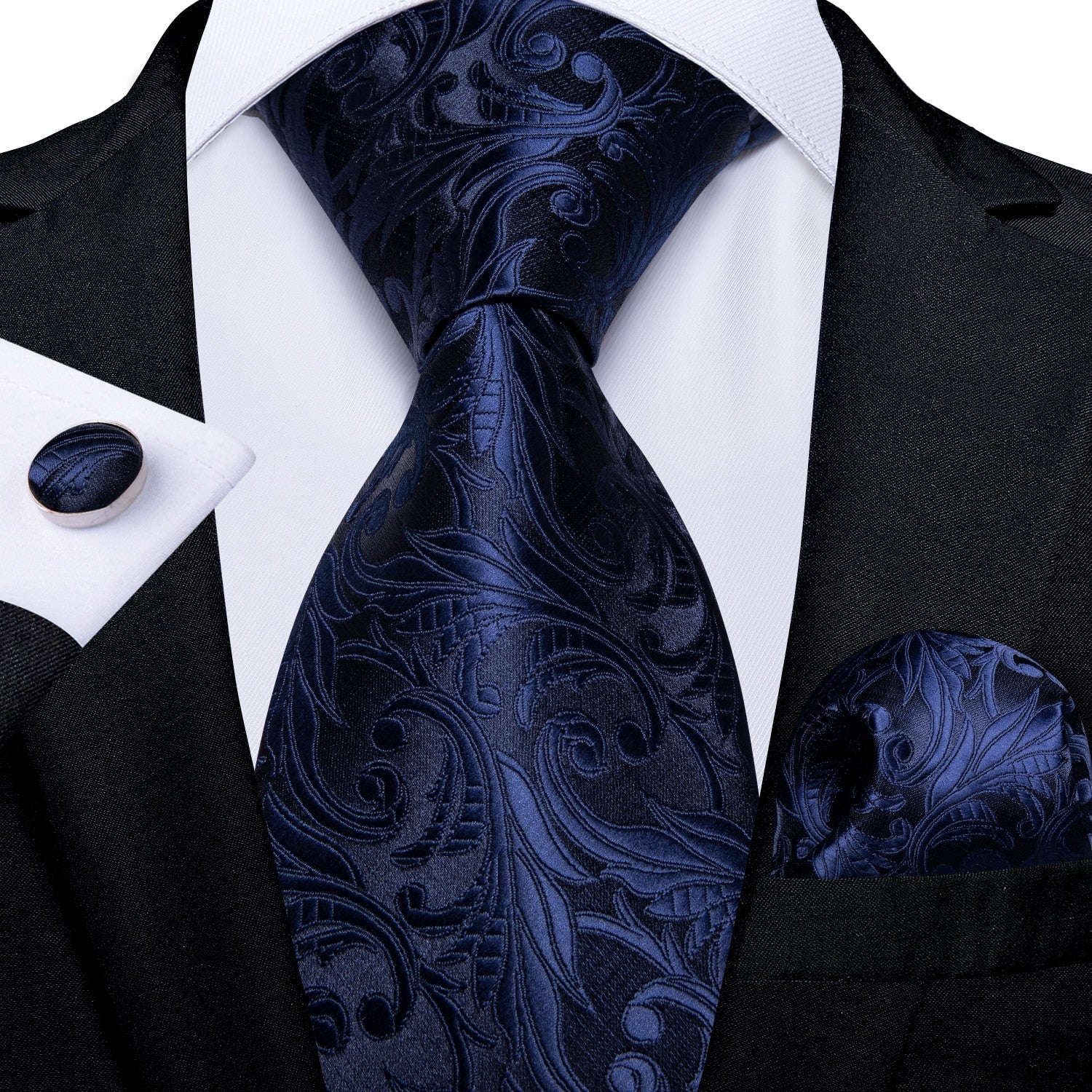 Cravatta a Fiori Blu Navy