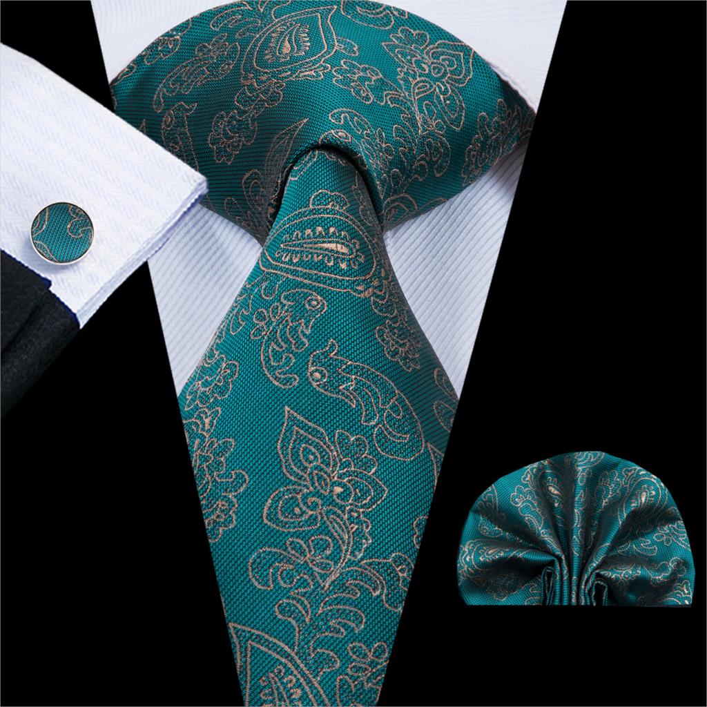 Cravatta Verde con Fiori Beige