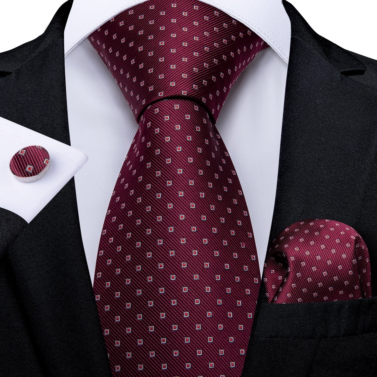 Cravatta Rosso Bordeaux con Motivo Rosso