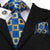 Cravatta Blu Reale con Cravatta a Quadri Gialli e Arancioni