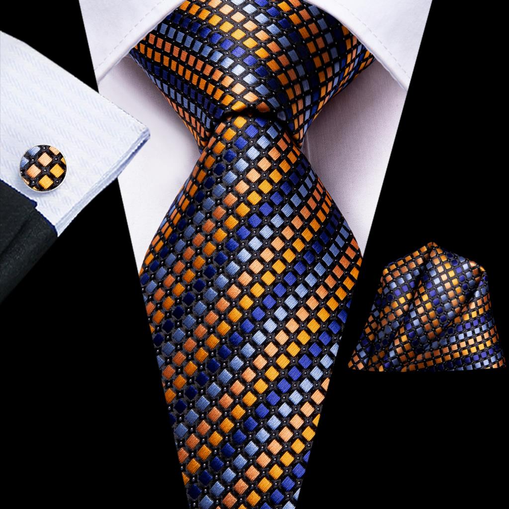 Cravatta a Righe Blu, Azzurre e Arancioni