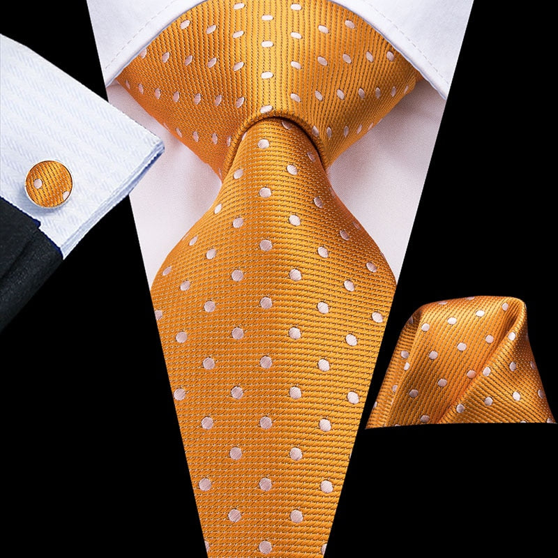 Cravatta Bianca a Pois Arancioni