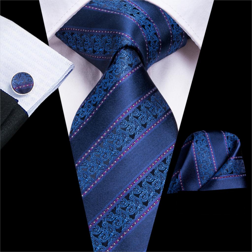 Cravatta a Righe Paisley Blu e Viola