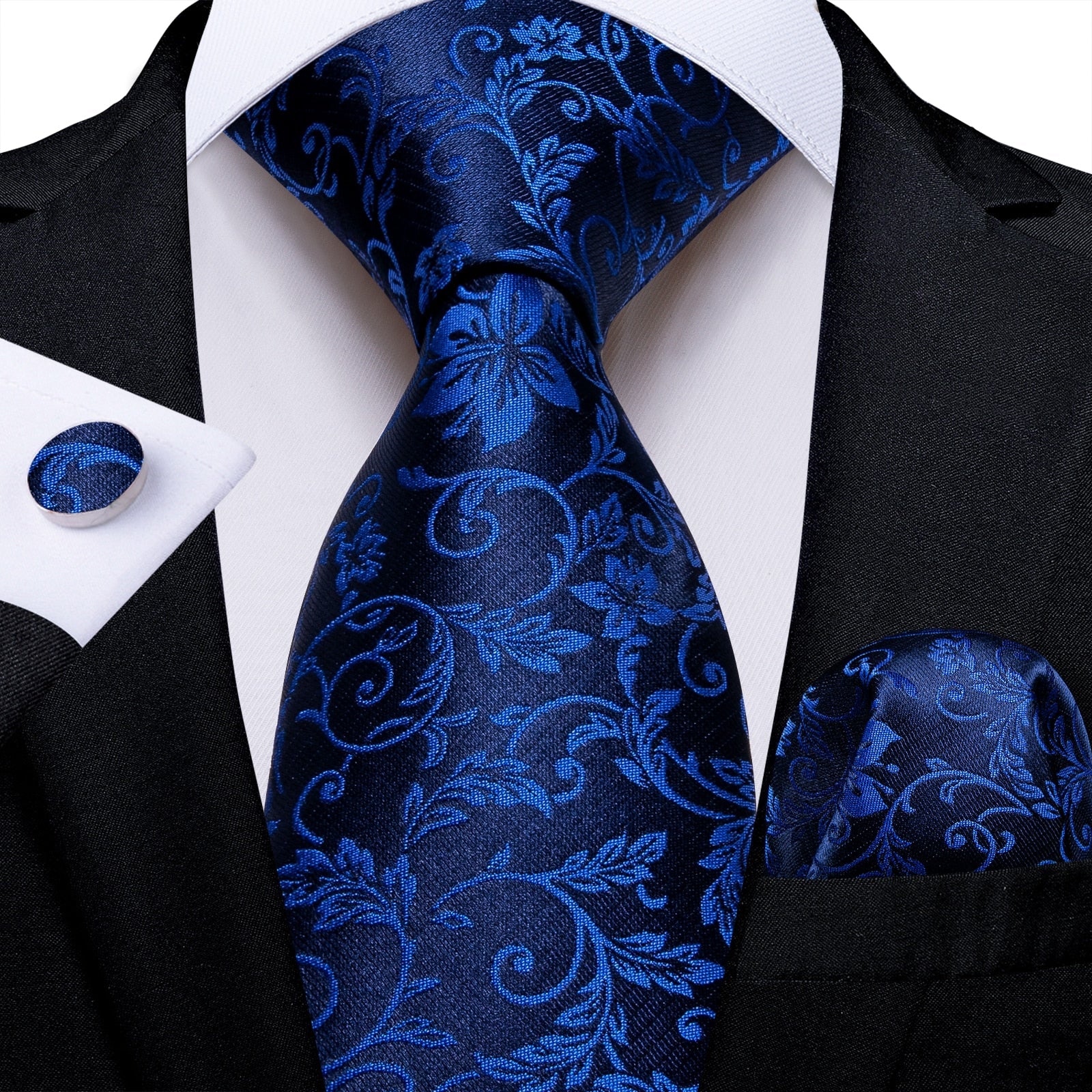 Cravatta a Fiori Blu Navy e Blu Reale