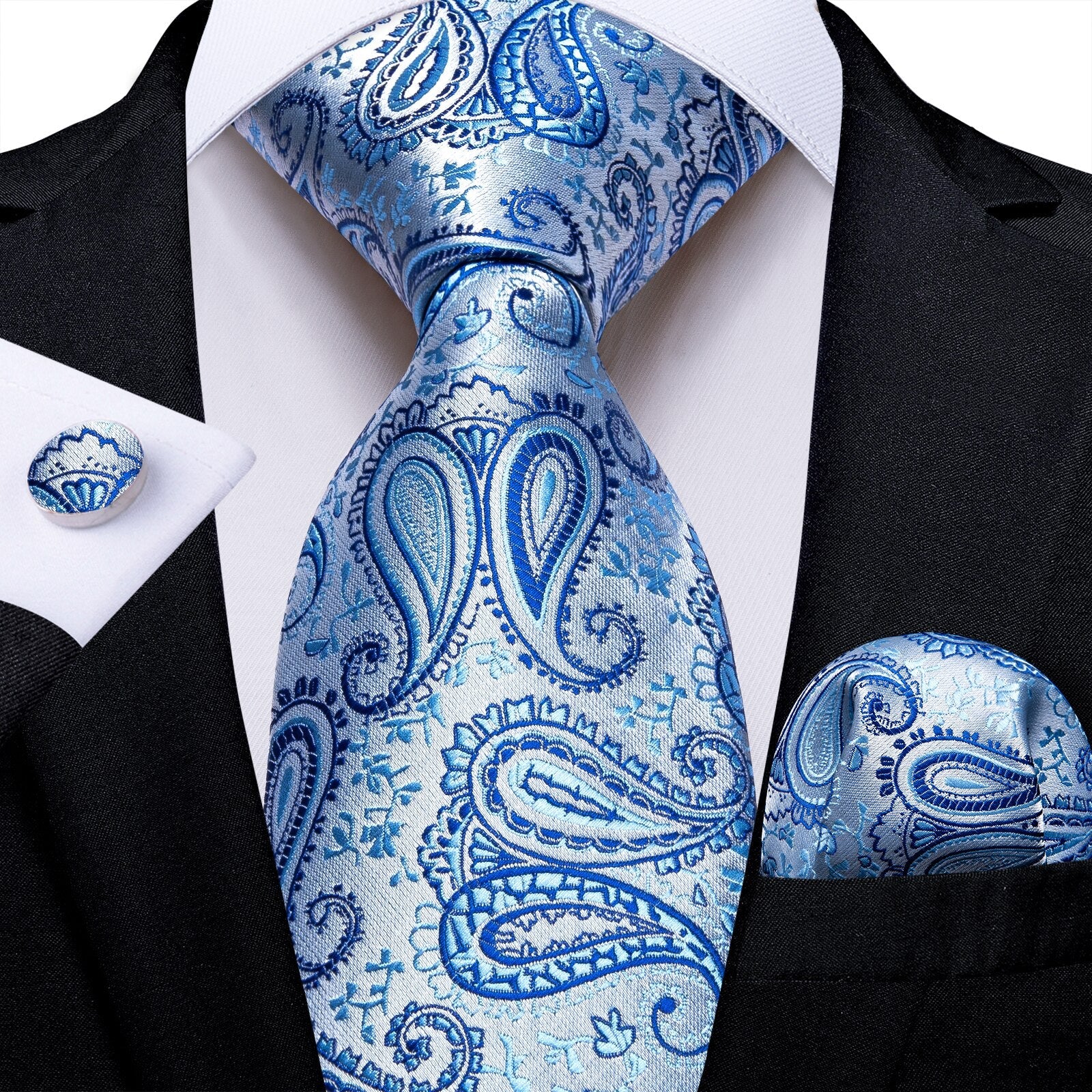 Cravatta Paisley Blu e Argento