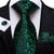 Cravatta Nera con Fiori Verde Chiaro