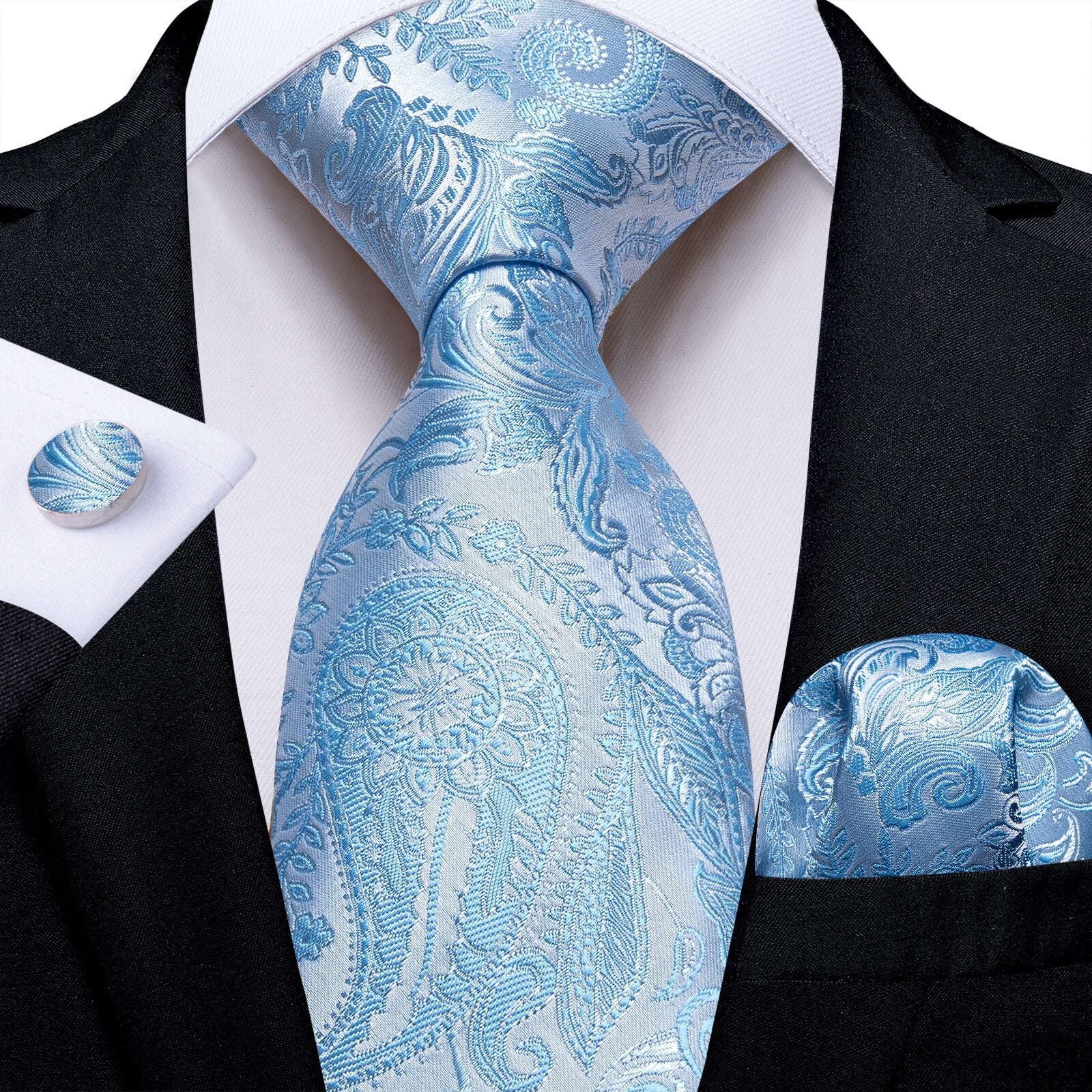 Cravatta in Cashmere Blu e Argento