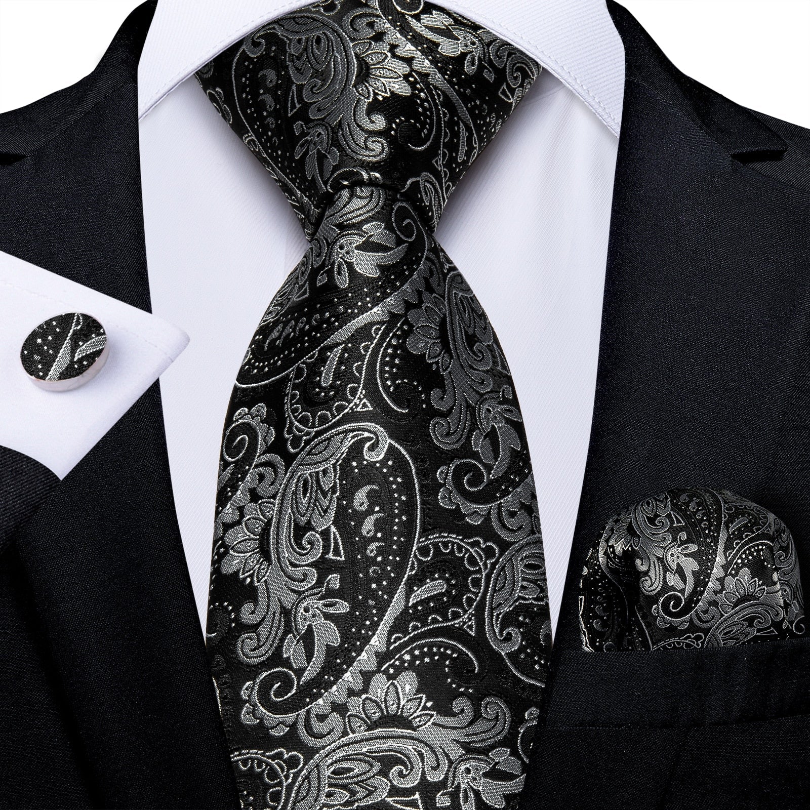 Cravatta in Cashmere Nero e Argento