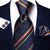 Cravatta a Righe Blu Scuro e Arancione