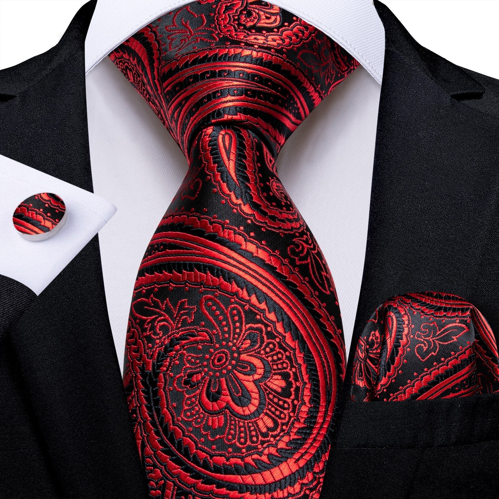 Cravatta in Cashmere Rosso Vivo e Nero