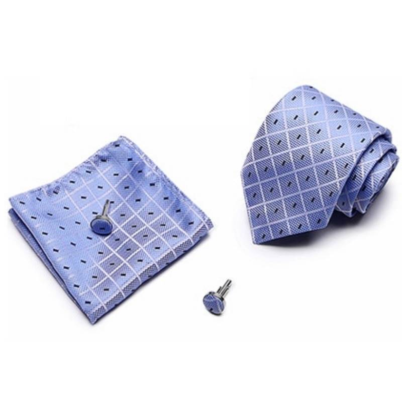 Cravatta a Scacchi Blu Cielo