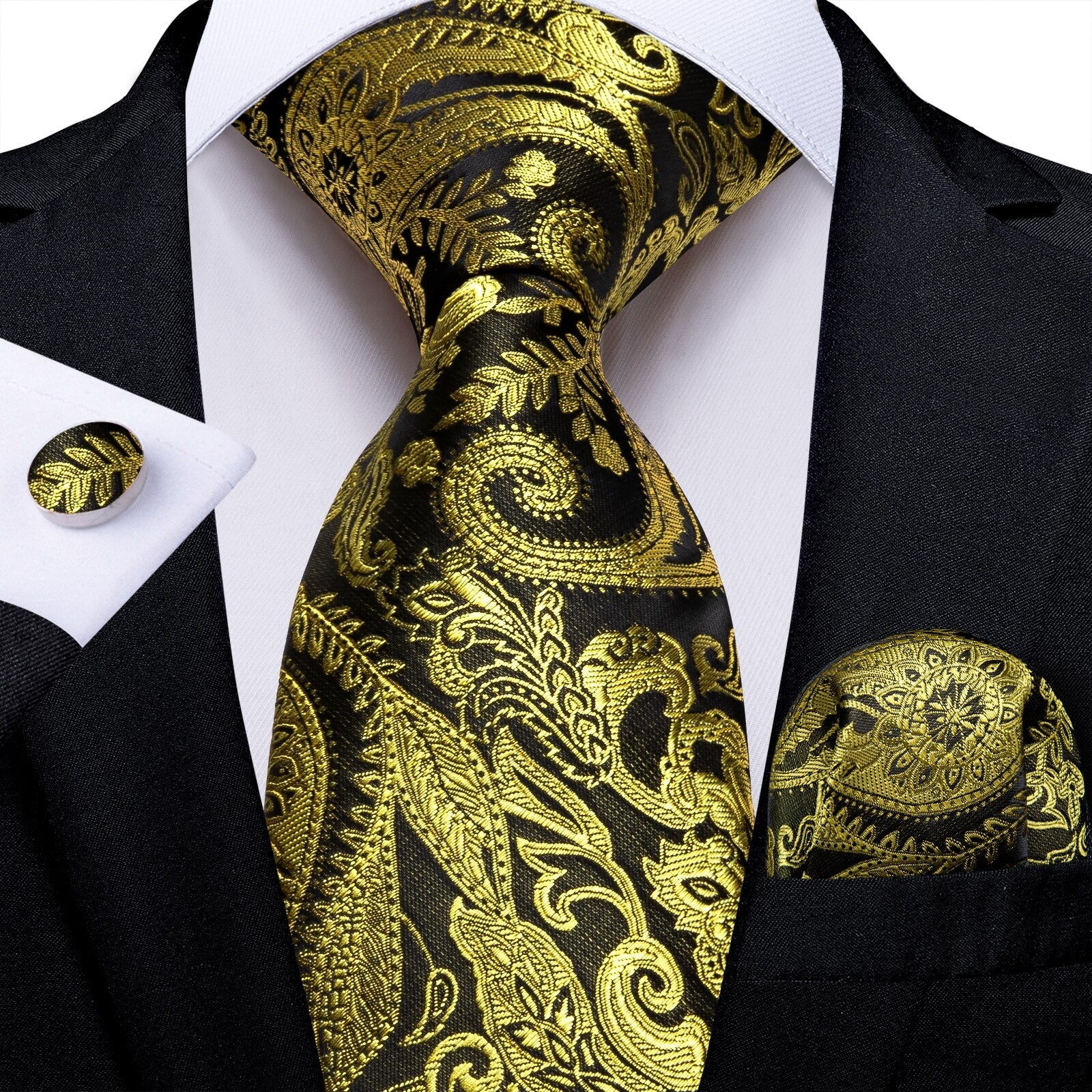 Cravatta in Cashmere Giallo Oro e Nero