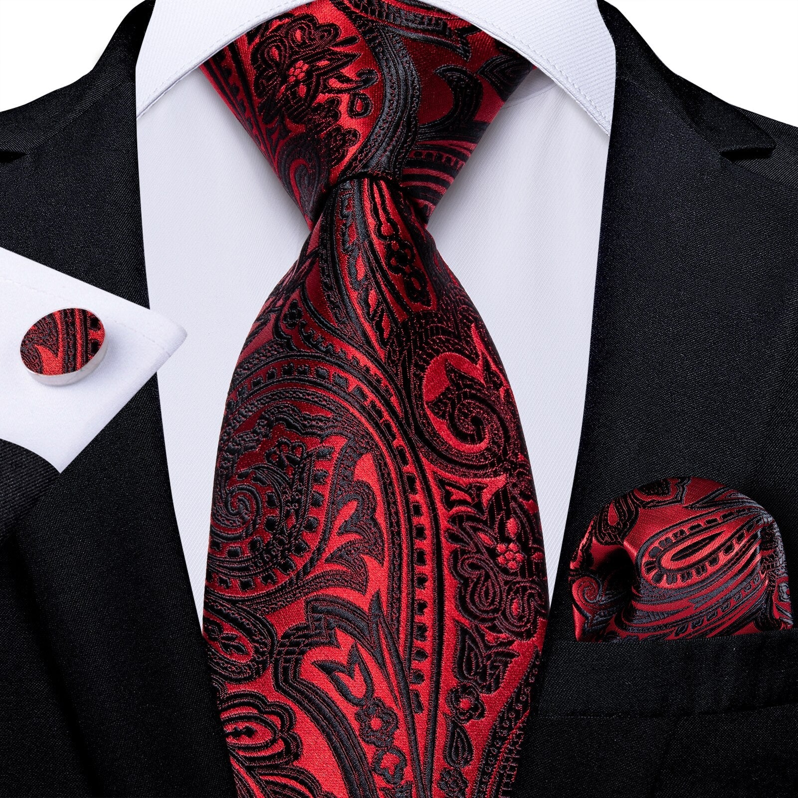 Cravatta Paisley Rossa e Nera